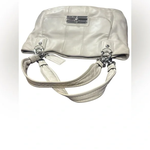 Coach White Shoulder Bag with Yellow Scarf Accent